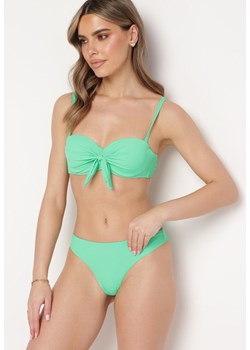 Zielone Bikini Biustonosz na Cienkich Ramiączkach z Regulacją i Wiązaniem Majtki Typu Figi Brasmarie ze sklepu Born2be Odzież w kategorii Stroje kąpielowe - zdjęcie 171442155