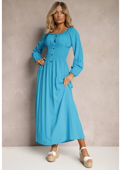 Niebieska Rozkloszowana Sukienka z Wiskozy o Kroju Hiszpanki Batria ze sklepu Renee odzież w kategorii Sukienki - zdjęcie 171443515