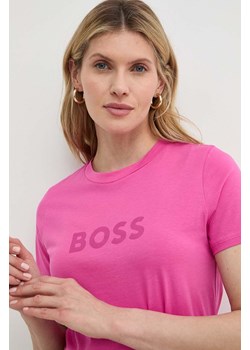 Boss Orange t-shirt bawełniany BOSS ORANGE damski kolor fioletowy 50501139 ze sklepu ANSWEAR.com w kategorii Bluzki damskie - zdjęcie 171444638