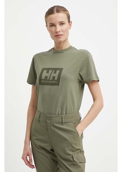 Helly Hansen t-shirt bawełniany kolor zielony z nadrukiem ze sklepu ANSWEAR.com w kategorii T-shirty męskie - zdjęcie 171444668