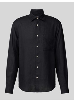 Koszula lniana o kroju regular fit z kieszenią na piersi ze sklepu Peek&Cloppenburg  w kategorii Koszule męskie - zdjęcie 171447188
