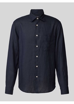 Koszula lniana o kroju regular fit z kieszenią na piersi ze sklepu Peek&Cloppenburg  w kategorii Koszule męskie - zdjęcie 171447405