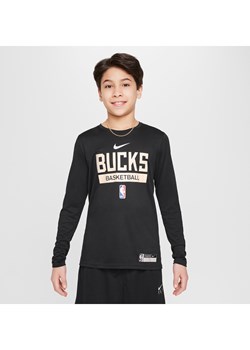 Koszulka z długim rękawem do ćwiczeń dla dużych dzieci Nike Dri-FIT NBA Milwaukee Bucks - Czerń ze sklepu Nike poland w kategorii T-shirty chłopięce - zdjęcie 171447589