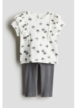 H & M - Komplet 2-częściowy z topem i legginsami - Biały ze sklepu H&M w kategorii Odzież dla niemowląt - zdjęcie 171447965