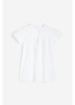 H & M - Popelinowa bluzka z falbankowym rękawem - Biały ze sklepu H&M w kategorii Bluzki damskie - zdjęcie 171447966
