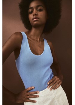 H & M - Dzianinowy top bez rękawów - Niebieski ze sklepu H&M w kategorii Bluzki damskie - zdjęcie 171448046