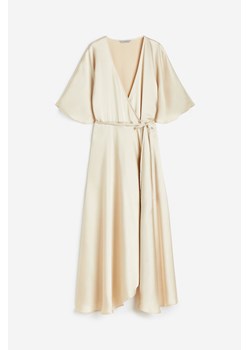 H & M - Satynowa sukienka kopertowa - Beżowy ze sklepu H&M w kategorii Sukienki - zdjęcie 171448088