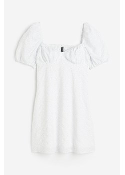 H & M - Krepowana sukienka z bufiastym rękawem - Biały ze sklepu H&M w kategorii Sukienki - zdjęcie 171448109