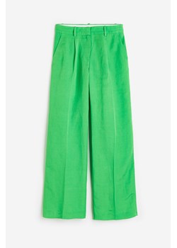 H & M - Szerokie spodnie z domieszką lnu - Zielony ze sklepu H&M w kategorii Spodnie damskie - zdjęcie 171448117
