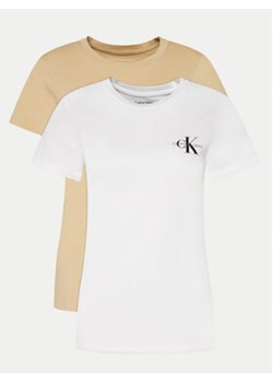 Calvin Klein Jeans Komplet 2 t-shirtów J20J219734 Beżowy Slim Fit ze sklepu MODIVO w kategorii Bluzki damskie - zdjęcie 171449107