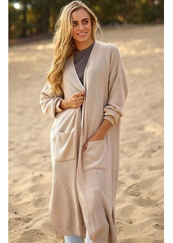 Długi sweter damski z kieszeniami nude S146, Kolor nude, Rozmiar one size, Makadamia ze sklepu Primodo w kategorii Swetry damskie - zdjęcie 171450268