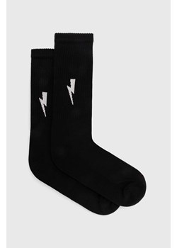 Neil Barrett skarpetki Bolt Cotton Skate Socks męskie kolor czarny MY77116A-Y9400-524N ze sklepu PRM w kategorii Skarpetki męskie - zdjęcie 171450687