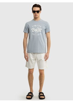 Koszulka męska bawełniana z nadrukiem błękitna Ratow 400 ze sklepu Big Star w kategorii T-shirty męskie - zdjęcie 171451977