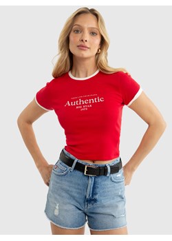 Koszulka damska o kroju slim z linii Authentic czerwona Montha 603 ze sklepu Big Star w kategorii Bluzki damskie - zdjęcie 171451996