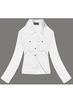 Jeansowa kurtka damska na guziki biała (W023) ze sklepu goodlookin.pl w kategorii Kurtki damskie - zdjęcie 171452136