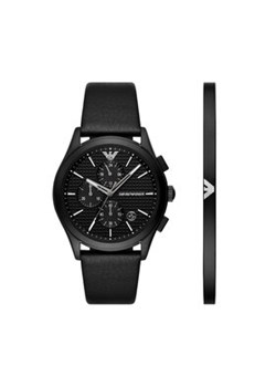 Emporio Armani Zestaw zegarek i bransoletka Paolo Gift Set AR80070SET Czarny ze sklepu MODIVO w kategorii Zegarki - zdjęcie 171453917