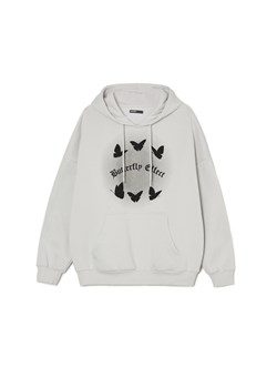 Cropp - Jasna bluza oversize z kapturem typu hoodie - jasny szary ze sklepu Cropp w kategorii Bluzy damskie - zdjęcie 171454597