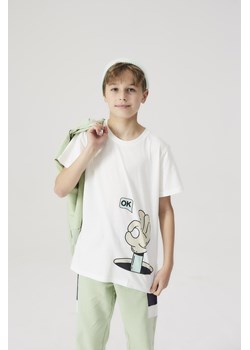 Bawełniany t-shirt dla chłopca z zabawnym nadrukiem - Lincoln&Sharks ze sklepu 5.10.15 w kategorii T-shirty chłopięce - zdjęcie 171455375