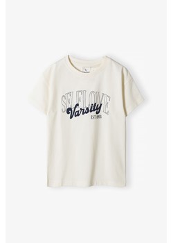 T-shirt dziewczęcy oversize - ecru - Lincoln&Sharks ze sklepu 5.10.15 w kategorii Bluzki dziewczęce - zdjęcie 171455378