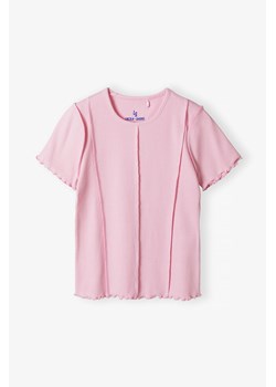 Różowy dopasowany t-shirt dziewczęcy w prążki - Lincoln&Sharks ze sklepu 5.10.15 w kategorii Bluzki dziewczęce - zdjęcie 171455395