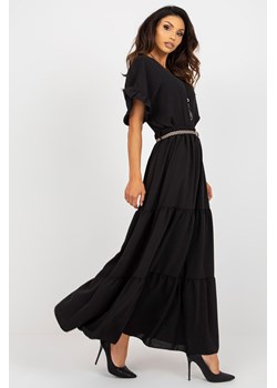 Czarna spódnica z falbaną i paskiem - długość maxi ze sklepu 5.10.15 w kategorii Spódnice - zdjęcie 171455397
