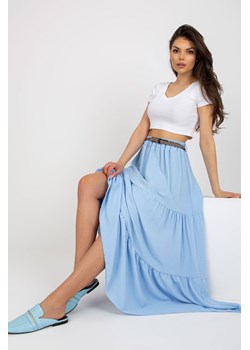 Jasnoniebieska rozkloszowana spódnica z falbaną ze sklepu 5.10.15 w kategorii Spódnice - zdjęcie 171455405