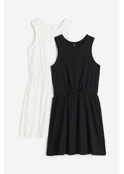 H & M - Sukienka z wiązanym detalem 2-pak - Czarny ze sklepu H&M w kategorii Sukienki dziewczęce - zdjęcie 171457707