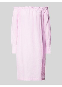 Sukienka lniana o długości do kolan z odkrytymi ramionami i mankietami ze sklepu Peek&Cloppenburg  w kategorii Sukienki - zdjęcie 171459126