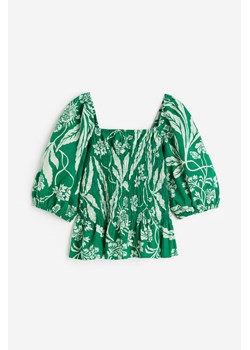 H & M - Elastycznie marszczona bluzka - Zielony ze sklepu H&M w kategorii Bluzki damskie - zdjęcie 171459938