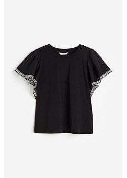 H & M - Top z motylkowym rękawem - Czarny ze sklepu H&M w kategorii Bluzki damskie - zdjęcie 171459968