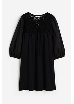 H & M - Dżersejowa sukienka z koronką - Czarny ze sklepu H&M w kategorii Sukienki - zdjęcie 171459979