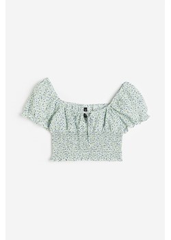H & M - Elastycznie marszczona bluzka z bufkami - Biały ze sklepu H&M w kategorii Bluzki damskie - zdjęcie 171460088