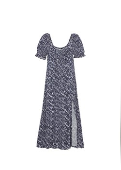 Cropp - Granatowa sukienka midi w stokrotki - granatowy ze sklepu Cropp w kategorii Sukienki - zdjęcie 171461989