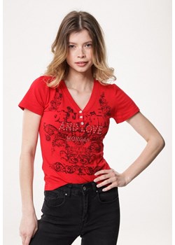 Czerwony T-shirt Tattle ze sklepu Born2be Odzież w kategorii Bluzki damskie - zdjęcie 171462629