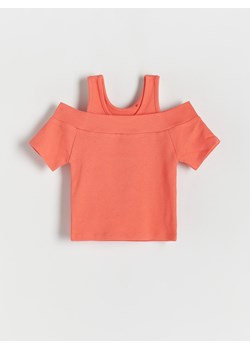 Reserved - Prążkowana bluzka - koralowy ze sklepu Reserved w kategorii Bluzki dziewczęce - zdjęcie 171476087