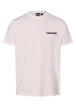 Napapijri Koszulka męska - trawa S Mężczyźni Bawełna biały nadruk ze sklepu vangraaf w kategorii Bluzki damskie - zdjęcie 171476469