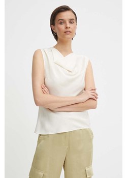 Calvin Klein bluzka damska kolor beżowy gładka K20K207036 ze sklepu ANSWEAR.com w kategorii Bluzki damskie - zdjęcie 171476609