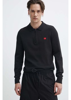 HUGO sweter bawełniany kolor czarny lekki 50510394 ze sklepu ANSWEAR.com w kategorii Swetry męskie - zdjęcie 171477018