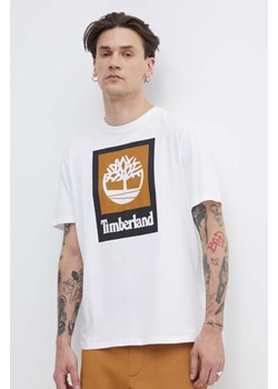 Timberland t-shirt bawełniany męski kolor biały z nadrukiem TB0A5QS21001 ze sklepu ANSWEAR.com w kategorii T-shirty męskie - zdjęcie 171477358
