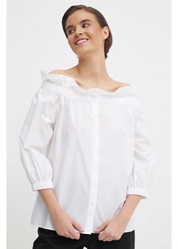 Mos Mosh bluzka bawełniana damska kolor biały gładka ze sklepu ANSWEAR.com w kategorii Bluzki damskie - zdjęcie 171477376