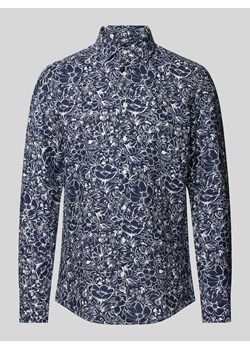Koszula biznesowa o kroju slim fit z lnu ze wzorem na całej powierzchni ze sklepu Peek&Cloppenburg  w kategorii Koszule męskie - zdjęcie 171478387