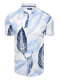 Koszula męska z krótkim rękawem biała Dstreet KX1035 ze sklepu DSTREET.PL w kategorii Koszule męskie - zdjęcie 171481347