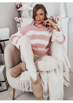 Sweter damski AMELIA różowo-biały Dstreet MY1855 ze sklepu DSTREET.PL w kategorii Swetry damskie - zdjęcie 171481608