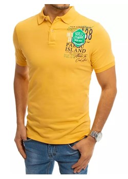 Koszulka polo z nadrukiem żółta Dstreet PX0372 ze sklepu DSTREET.PL w kategorii T-shirty męskie - zdjęcie 171482729