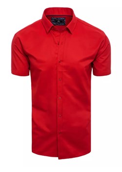 Koszula męska z krótkim rękawem czerwona Dstreet KX0989 ze sklepu DSTREET.PL w kategorii Koszule męskie - zdjęcie 171482767
