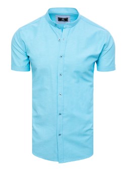 Koszula męska z krótkim rękawem błękitna Dstreet KX1000 ze sklepu DSTREET.PL w kategorii Koszule męskie - zdjęcie 171483798