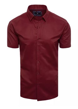 Koszula męska z krótkim rękawem bordowa Dstreet KX0991 ze sklepu DSTREET.PL w kategorii Koszule męskie - zdjęcie 171484646