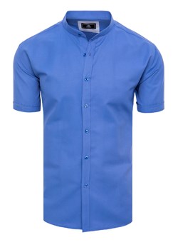 Koszula męska z krótkim rękawem chabrowa Dstreet KX1001 ze sklepu DSTREET.PL w kategorii Koszule męskie - zdjęcie 171484728
