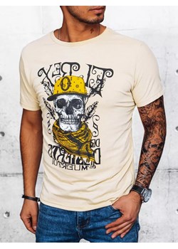 T-shirt męski z nadrukiem kremowy Dstreet RX5092 ze sklepu DSTREET.PL w kategorii T-shirty męskie - zdjęcie 171485006