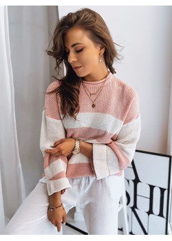 Sweter damski AMELIA w różowo-białe paski Dstreet MY1855z ze sklepu DSTREET.PL w kategorii Swetry damskie - zdjęcie 171485329